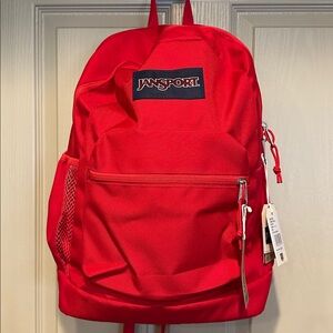 Jansport Cross Town Plus Red Tape Backpack, New!